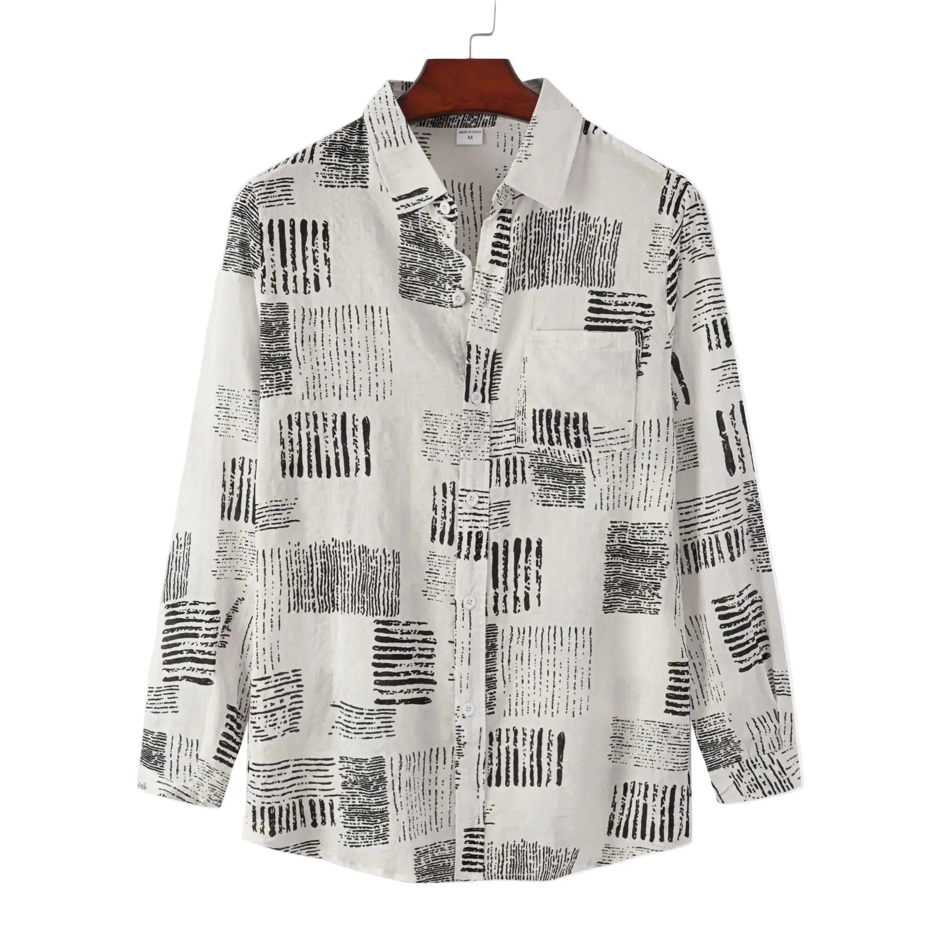 Slim Autumn Long Sleeve Shirt - 0 - Dan Flashes - White - Autumn Plaid Long Sleeve Slim Casual Shirt Men's Dan Flashes